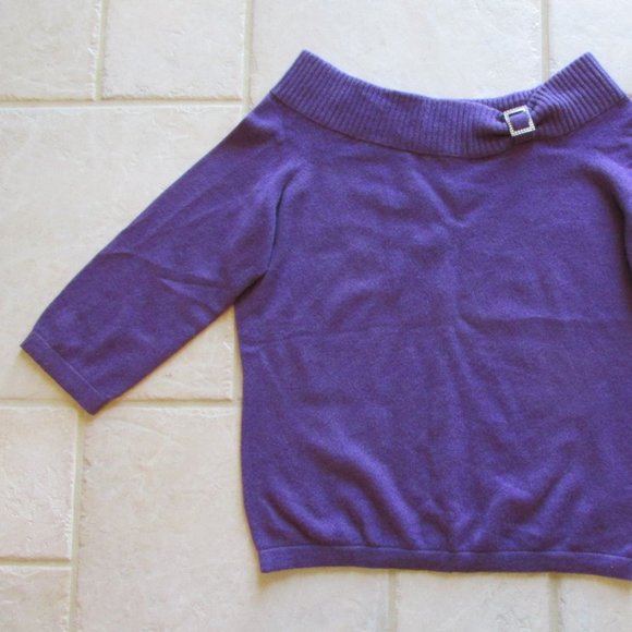 MARGARET O'LEARY WOMENS SIZE L SWEATER PURPLE CASHMERE RETR0 1950'S USA MADE - Picture 2 of 10